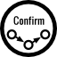 Confirm Delegations: The user confirms the validity and effectuality of delegations; and doing that, gets them also displayed in the user interface. (CC-BY-SA TheCitizen.de , original clipart: CC-BY-SA Niels Lohmann)